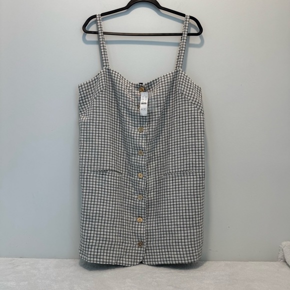 J Crew Claudia dress in plaid linen size L - Picture 3 of 10